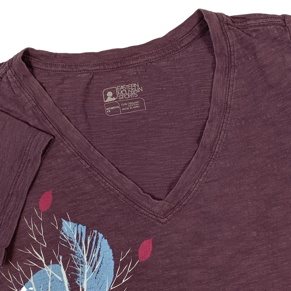 Eastern Mountain Sports Maroon Tree Graphic Tee Womens XS Organic Cotton